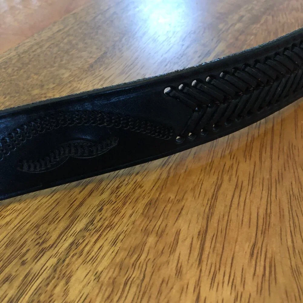 Vintage Black Leather Belt from Mexico, 38 inches